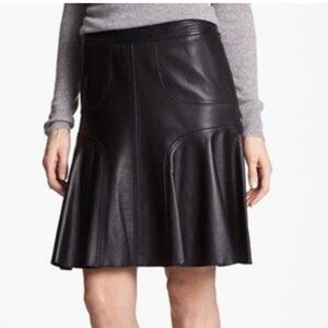 Halogen Black A-Line Leather Skirt